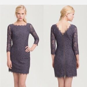 Diane Von Furstenberg Lace Dress in Dark Purple